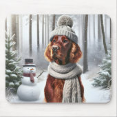 Irish Setter mit Snowman Mousepad (Vorne)