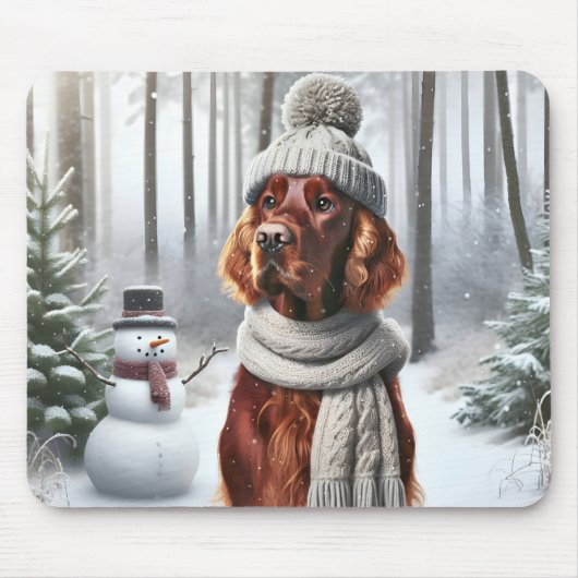 Irish Setter mit Snowman Mousepad (Vorne)
