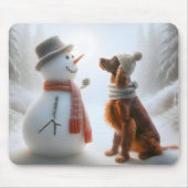 Irish Setter mit Snowman Mousepad (Vorne)