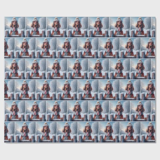 Irish Setter mit Winter Scarf und Hut Geschenkpapier (Flach)