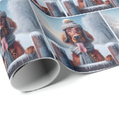 Irish Setter mit Winter Scarf und Hut Geschenkpapier (Rolleneckpunkt)