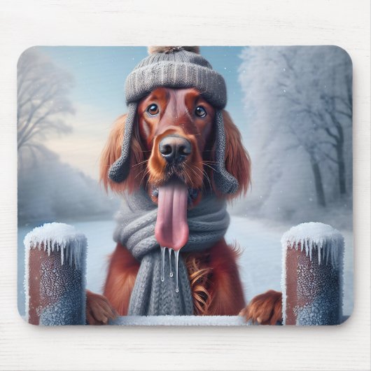 Irish Setter mit Winter Scarf und Hut Mousepad (Vorne)