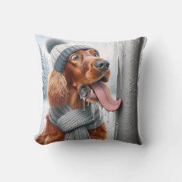 Irish Setter mit Zunge auf gefrorenem Pole Kissen