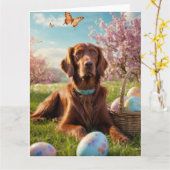 Irish Setter Ostereier Karte (Gelbe Blume)
