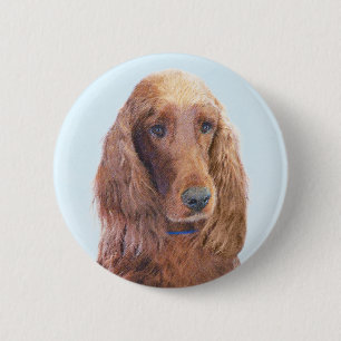 Irish Setter Painting - Niedliche Original Dog Art Button
