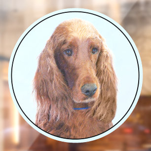 Irish Setter Painting - Niedliche Original Dog Art Fensteraufkleber