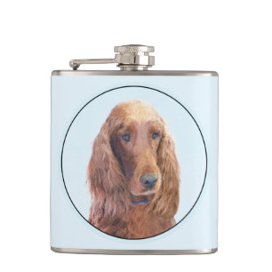 Irish Setter Painting - Niedliche Original Dog Art Flachmann