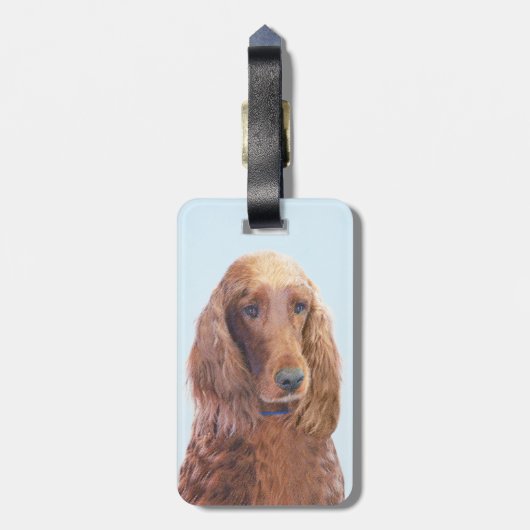 Irish Setter Painting - Niedliche Original Dog Art Gepäckanhänger (Rückseite vertikal)