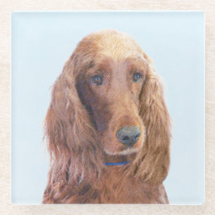Irish Setter Painting - Niedliche Original Dog Art Glasuntersetzer