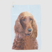 Irish Setter Painting - Niedliche Original Dog Art Golfhandtuch (Vorderseite)