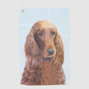 Irish Setter Painting - Niedliche Original Dog Art Golfhandtuch