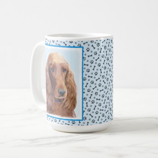 Irish Setter Painting - Niedliche Original Dog Art Kaffeetasse (Vorderseite Links)
