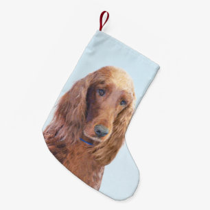 Irish Setter Painting - Niedliche Original Dog Art Kleiner Weihnachtsstrumpf