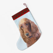 Irish Setter Painting - Niedliche Original Dog Art Kleiner Weihnachtsstrumpf (Rückseite (Hängend))