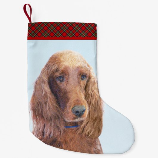 Irish Setter Painting - Niedliche Original Dog Art Kleiner Weihnachtsstrumpf (Vorderseite)