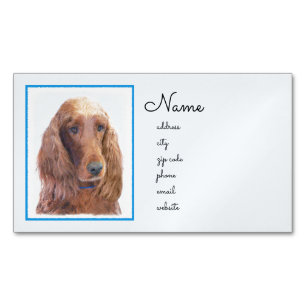 Irish Setter Painting - Niedliche Original Dog Art Magnetische Visitenkarte