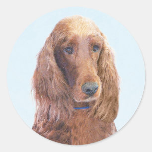 Irish Setter Painting - Niedliche Original Dog Art Runder Aufkleber