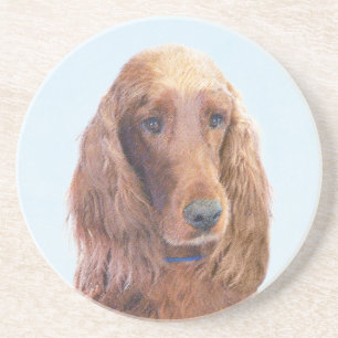 Irish Setter Painting - Niedliche Original Dog Art Untersetzer