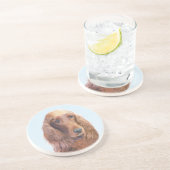 Irish Setter Painting - Niedliche Original Dog Art Untersetzer (Seite)