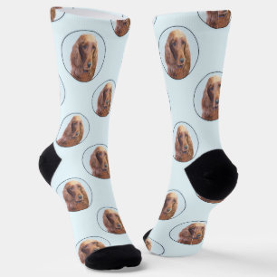 Irish Setter Painting Red Niedlich Original Dog Ar Socken