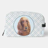 Irish Setter Painting Red Niedlich Original Dog Ar Waschbeutel (Rückseite)