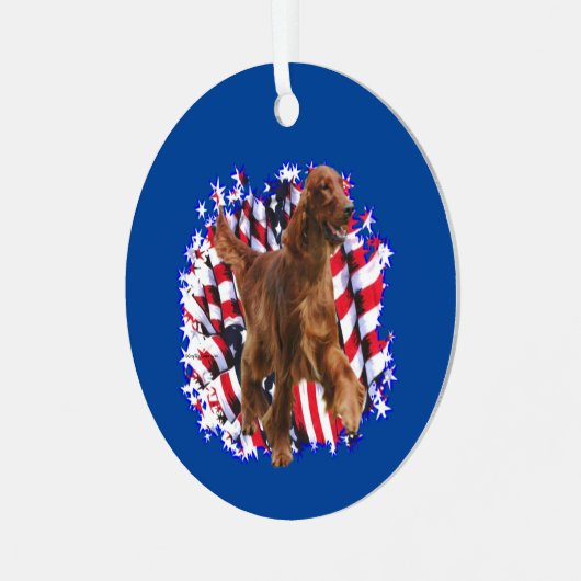Irish Setter Patriot Ornament Aus Metall (Vorderseite links)