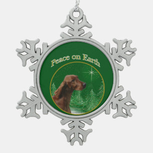 Irish Setter Peace Schneeflocken Zinn-Ornament