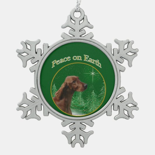Irish Setter Peace Schneeflocken Zinn-Ornament (Vorderseite)