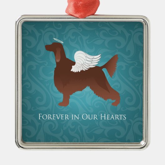 Irish Setter Pet Memorial Angel Dog Design Silbernes Ornament (Vorne)