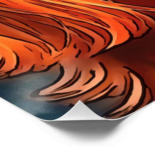 Irish Setter Pet Portrait Black Kontur Art Poster (Ecke)