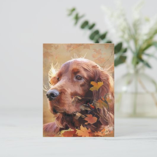 Irish Setter Postkarte (Stehend Vorderseite)