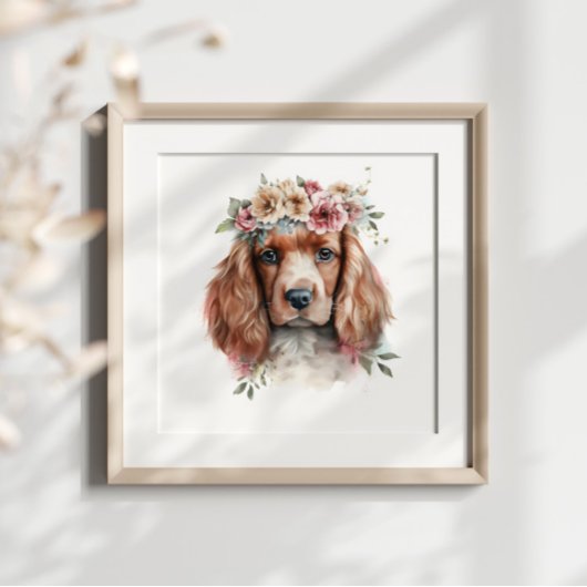 Irish Setter Puppy Pet Watercolor Blume Poster