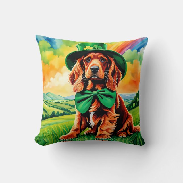 Irish Setter Puppy - St Patricks Day Kissen (Vorderseite)