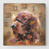 Irish Setter Quadratische Wanduhr (Vorderseite)