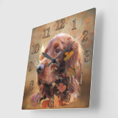 Irish Setter Quadratische Wanduhr (Winkel)