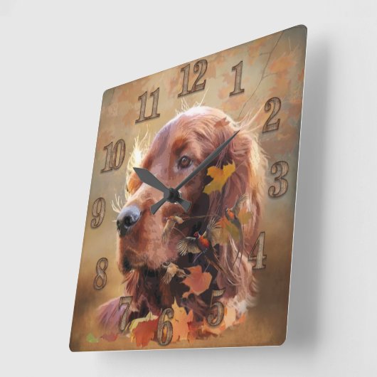 Irish Setter Quadratische Wanduhr (Winkel)