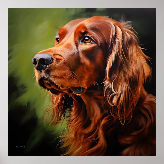 Irish Setter Realism Art Portrait Poster (Vorne)