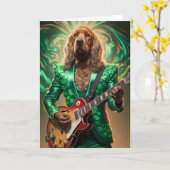 Irish Setter Rock Star Karte (Gelbe Blume)
