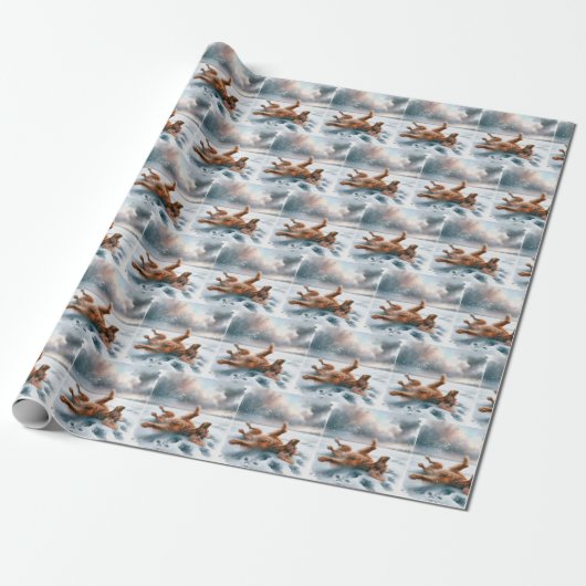 Irish Setter Rolling in Snow Geschenkpapier (Ungerollt)