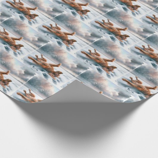 Irish Setter Rolling in Snow Geschenkpapier (Ecke)