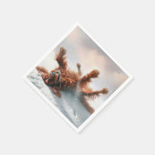 Irish Setter Rolling in Snow Serviette (Ecke)