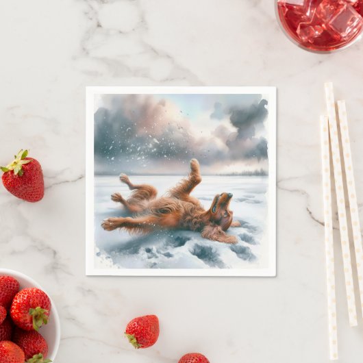 Irish Setter Rolling in Snow Serviette (Beispiel)
