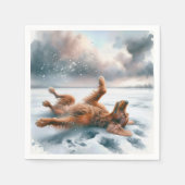 Irish Setter Rolling in Snow Serviette (Vorderseite)