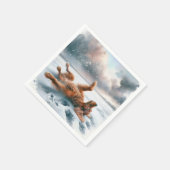 Irish Setter Rolling in Snow Serviette (Ecke)