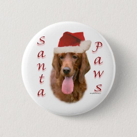 Irish Setter Santa Paws Button (Vorderseite)