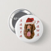 Irish Setter Santa Paws Button (Vorne & Hinten)