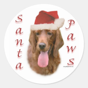 Irish Setter Santa Paws Runder Aufkleber