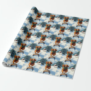 Irish Setter Schlittenfahrt-Abenteuer Weihnachtsma Geschenkpapier