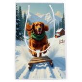 Irish Setter Schlittenfahrt-Abenteuer Weihnachtsma Mittlere Geschenktüte (Vorderseite)