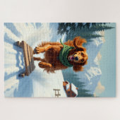 Irish Setter Schlittenfahrt-Abenteuer Weihnachtsma Puzzle (Horizontal)
